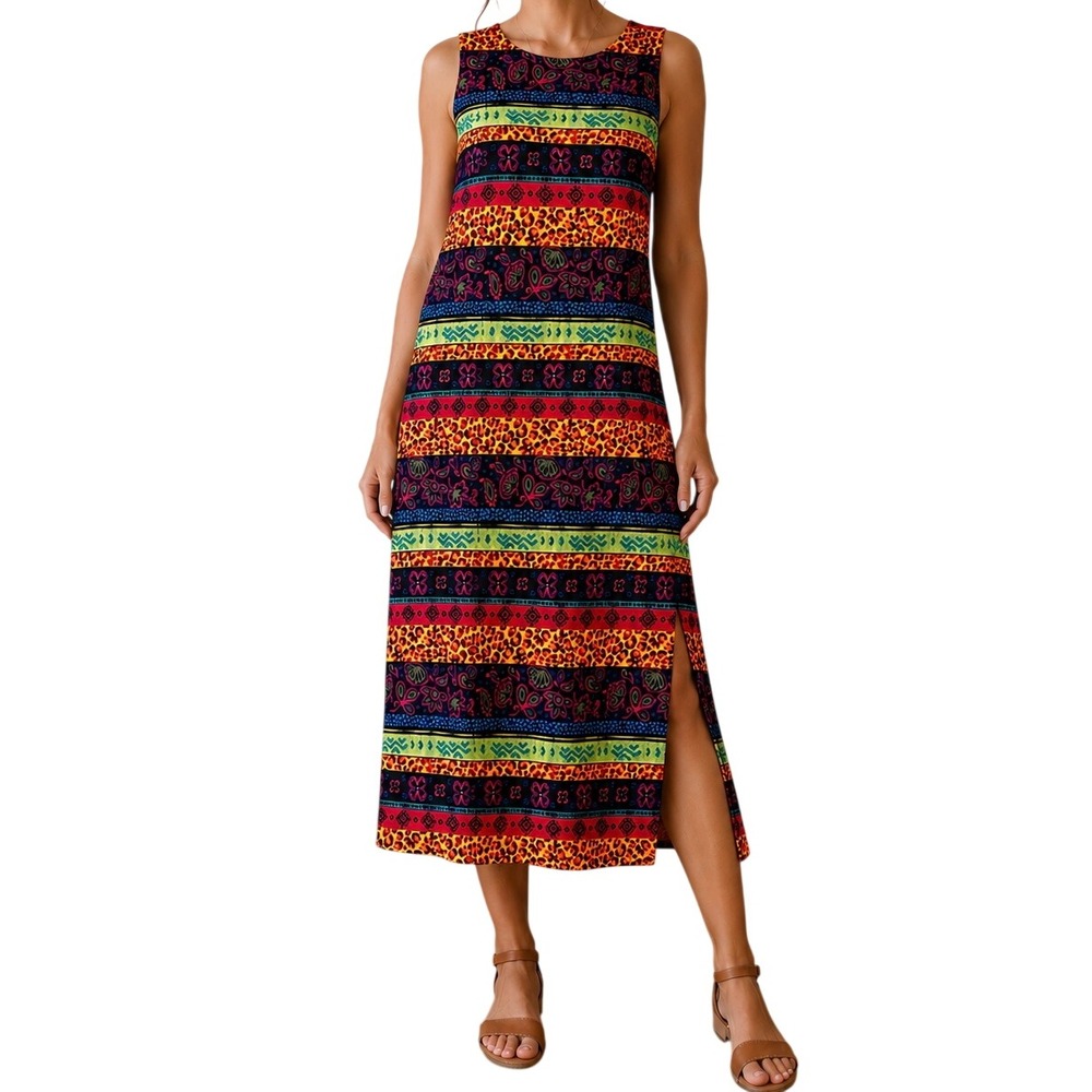 Sag Harbor Vintage Boho Aztec Print Sleeveless Maxi Dress | Women's Size 16